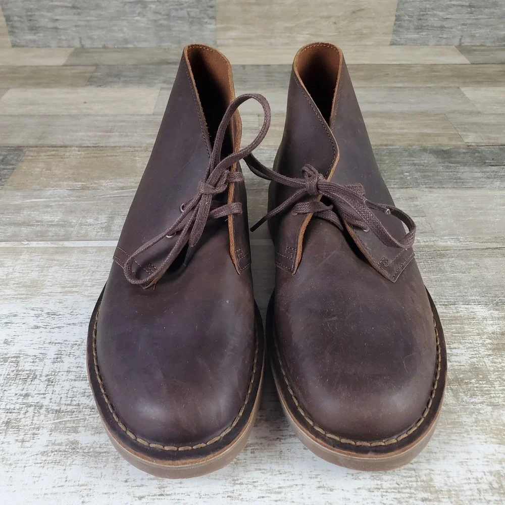 Clarks Collection Mens Shepton Boots‎ Sz 8 Wide Beeswax Leather
